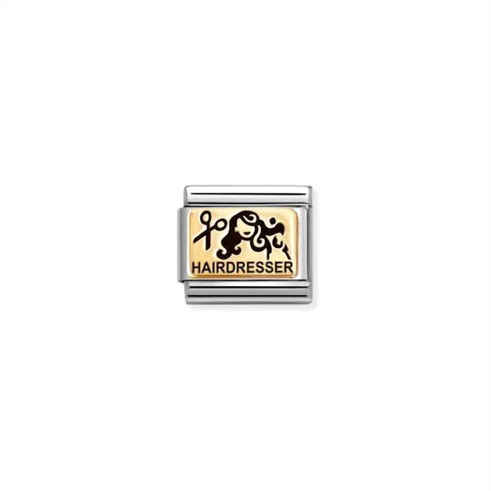 NEW NOMINATION unisex composable classic occupation links in hairdresser/ gold